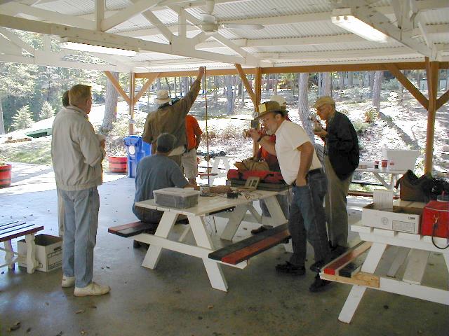 Left to Right:  W5CE, W4ED, W4QO (seated), K4QPC, AE4GX, AD4S, W3IRZ (in hat), AE4NY