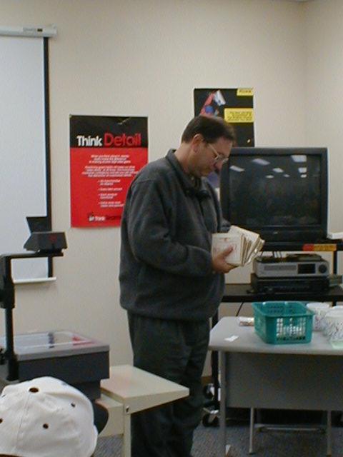 Steve, AA4BW, describes the goodies he brought to share